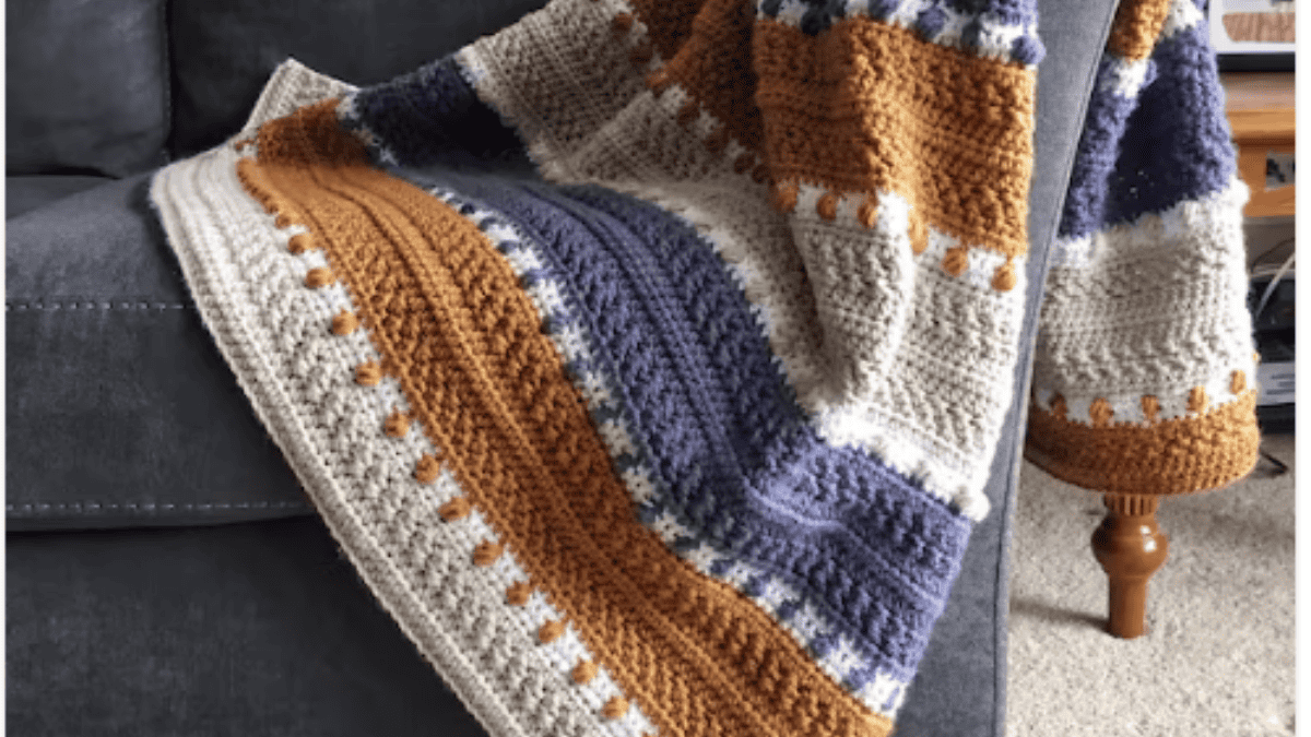 blue, brown and cream crochet blanket patterns
