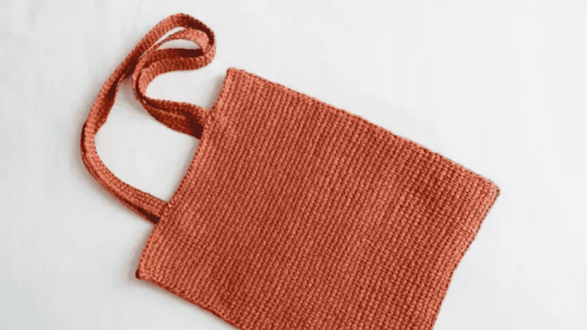 tunisian crochet tote orange