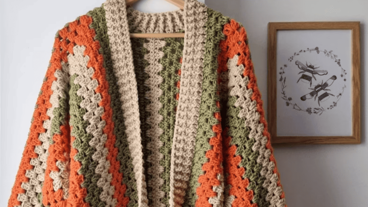 Crochet granny square cardigan pattern