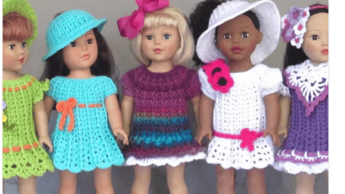 multiple dresses or american girl doll crochet doll clothes patterns