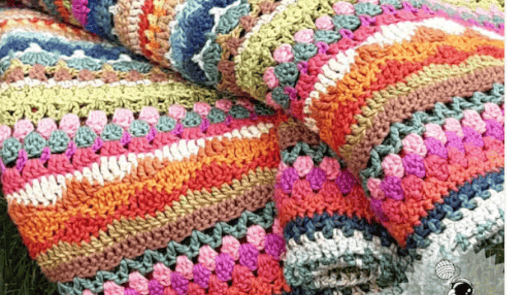 striped afghan with bright colors. easy crochet patterns