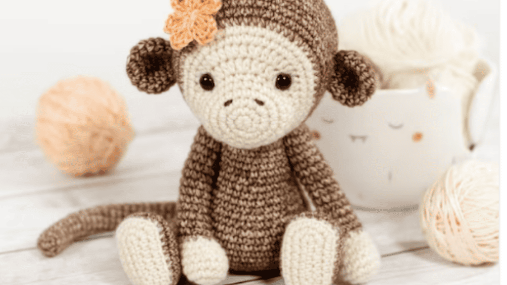 brown and cream amigurumi monkey. Easy crochet animal patterns