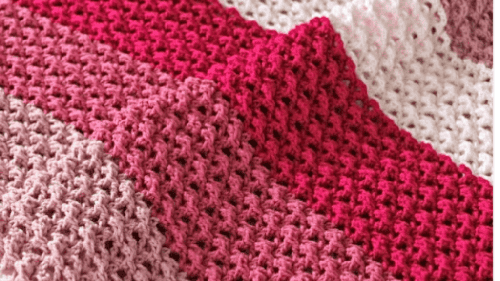 pink shades in an easy crochet blanket patterns