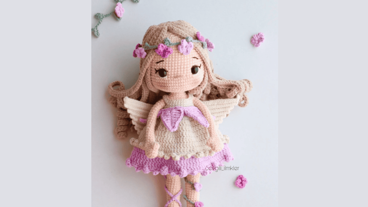 fairy crochet doll with pink dress