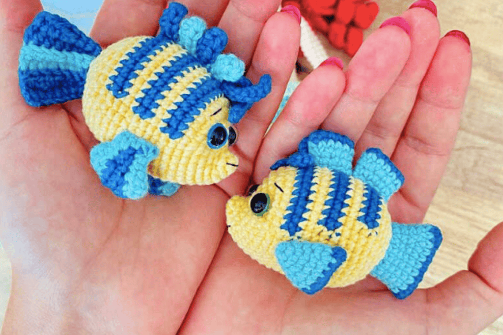 Blue and yellow flounder fish