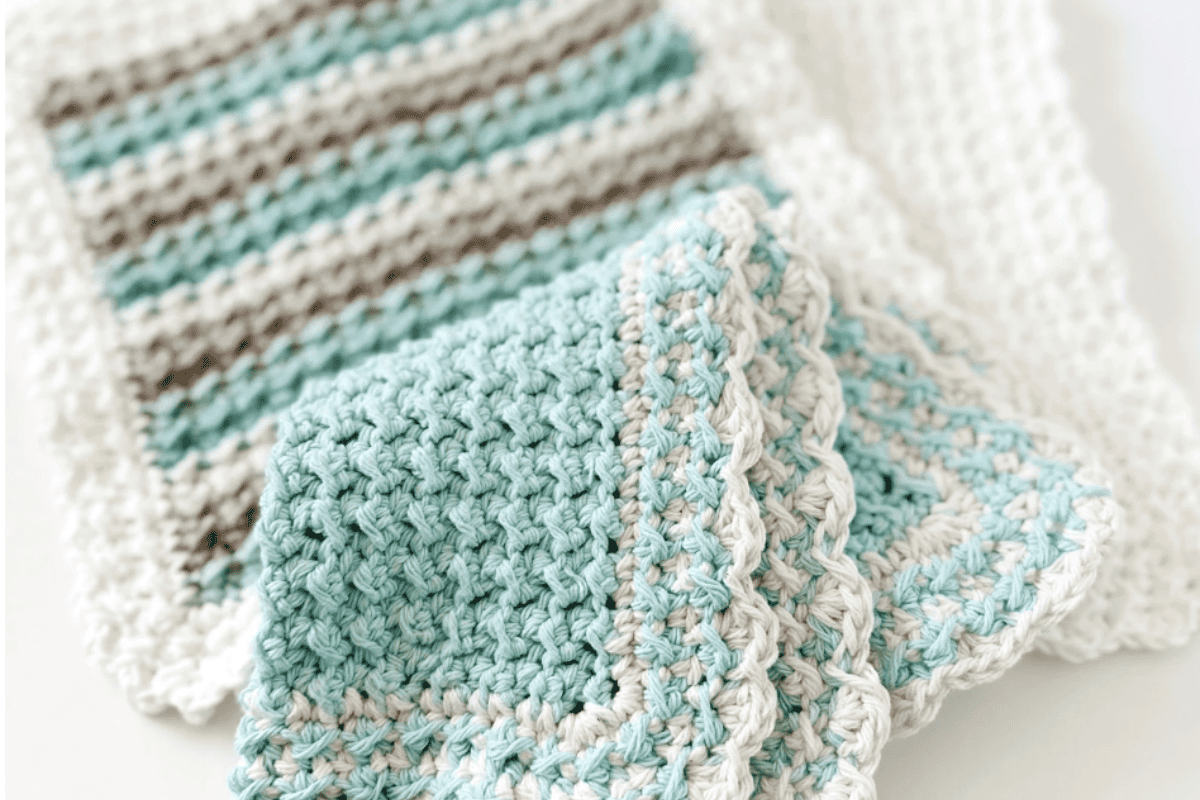 sea colored crochet dishcloth patterns created Kitchen Crochet Patterns