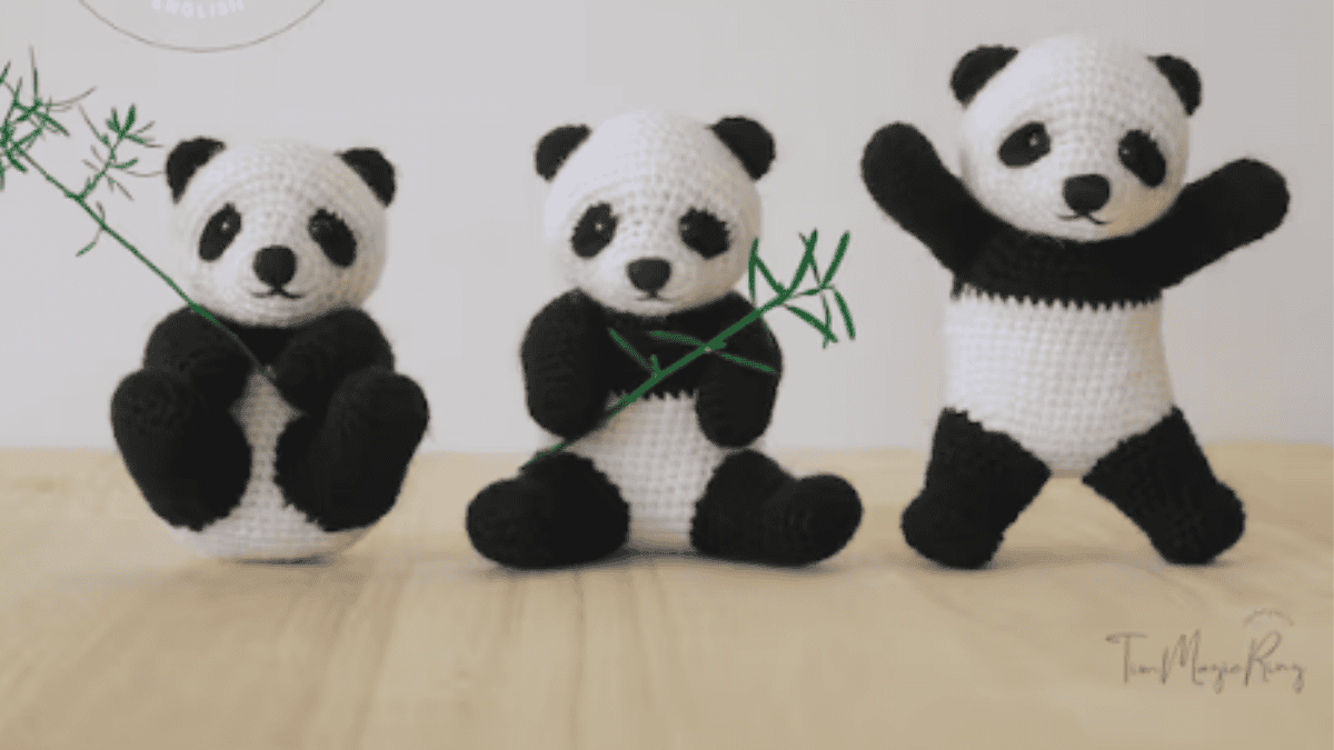 black and white panda crochet zoo animals