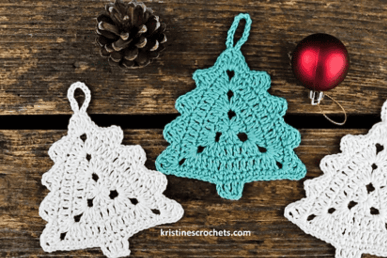 Green and white Christmas tree ornament