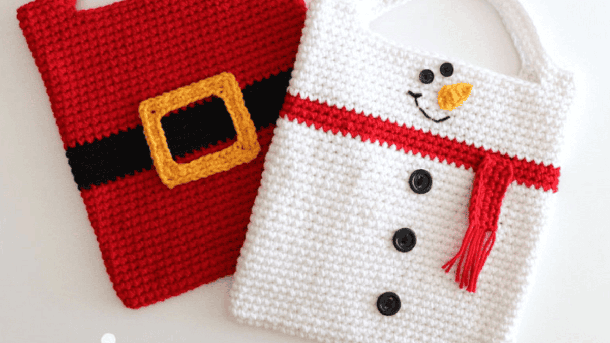 snowman and santa tote bags