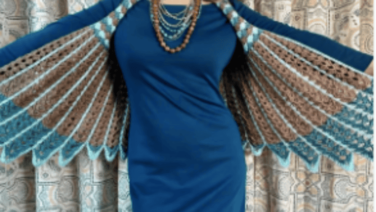 crochet vest that looks like peacock feathers