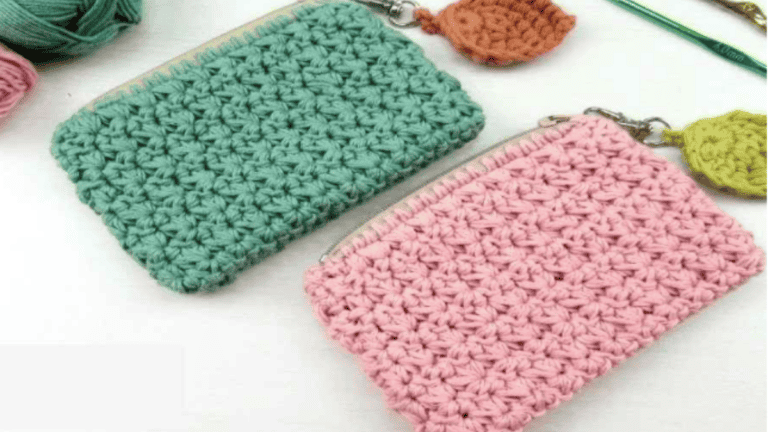 Pink and green coin purse crochet patterns