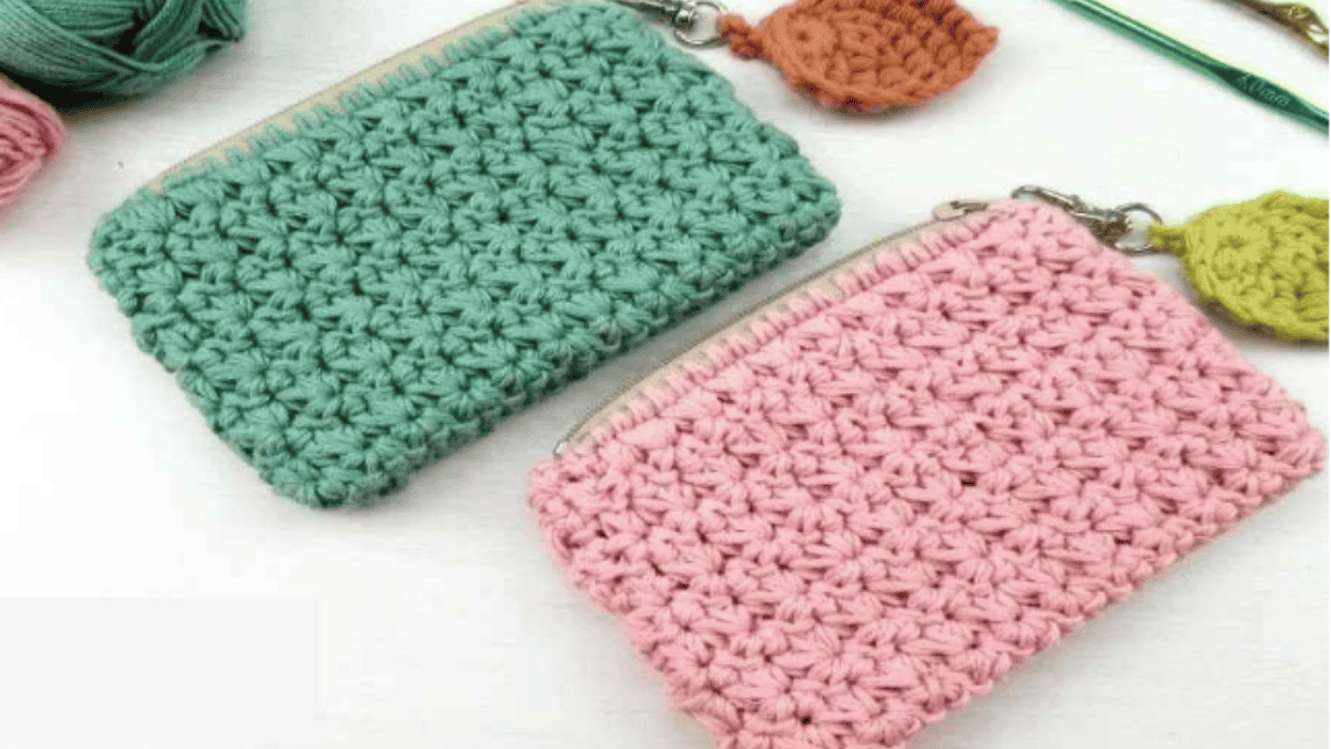 Pink and green coin purse crochet patterns