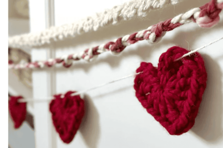 3 layers of heart garland in red