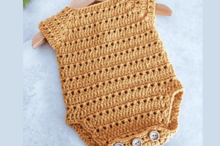 Crochet newborn Romper in orange color