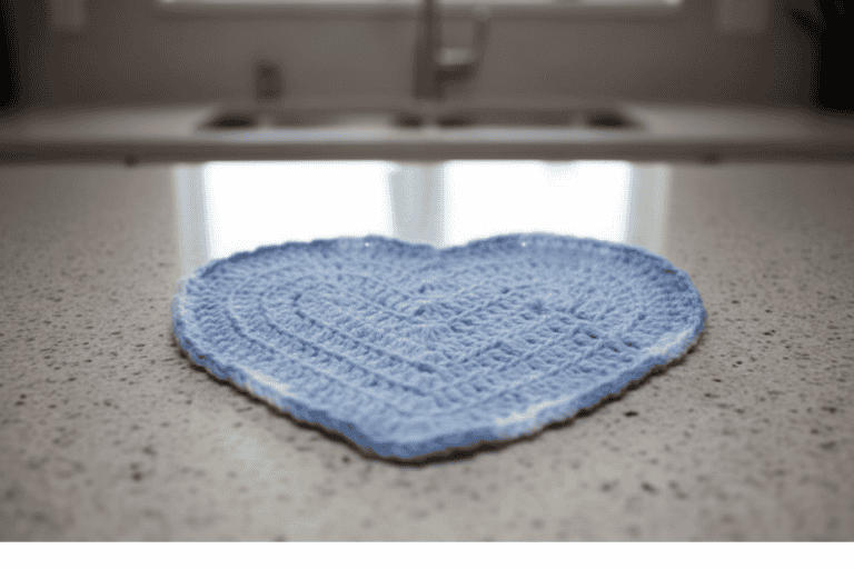 crochet heart dishcloth