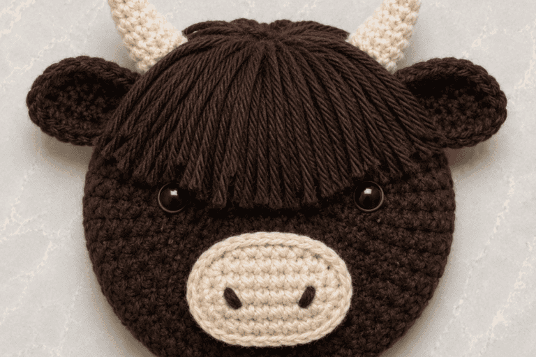 highland cow coaster crochet pattern