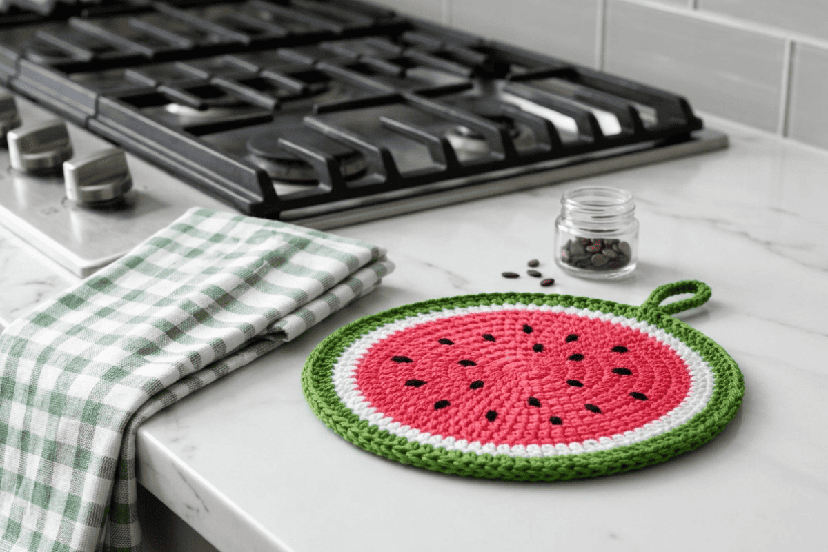 crochet watermelon potholder