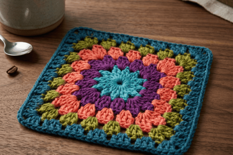 Scrap Yarn Crochet Coaster Pattern