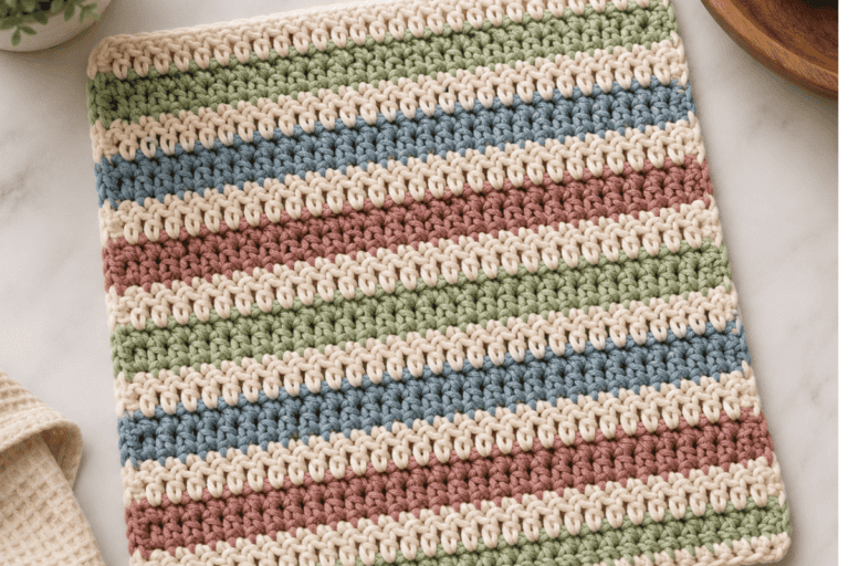Striped Crochet Dishcloth Pattern